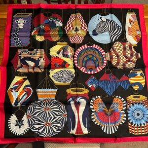 Hermes Scarf "Lanternes, Ballons et Cocardes" by Katie Scott 90cm Silk | NWT
